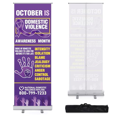 Ceenna 24 x 63 Inch Domestic Violence Awareness Retractable Banners - style: Domestic Violence Awareness