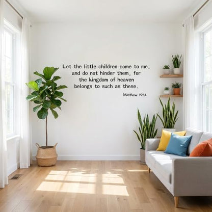 Blinggo Matte Black Matthew 19 14 Bible Vinyl Wall Decal Christian Faith (Black, 35'' Width) - size: 35'' Width