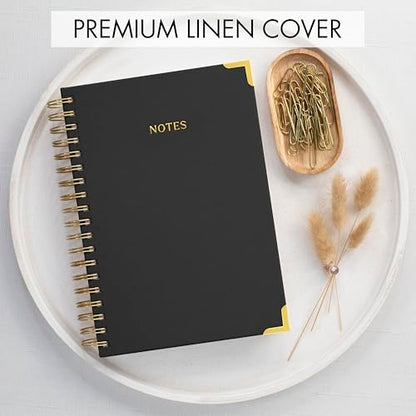 Aesthetic Thick Spiral Notebook Journal For Women in B5 - Linen Hardcover - color: Black, size: B5
