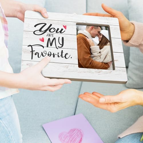 Couples Picture Frame Gifts for Boyfriend Girlfriend, You Are My Favorite Wooden Picture Frames, 4x6 inch Photo - color: Pink