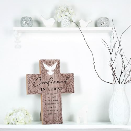 Confirmed in Christ Cross Ornament, Christian Wooden Cross for Baptism