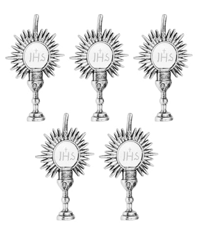 Cottvott Holy Spirit Enamel Dove Lapel Pins/Holy Chalice Pins Catholic Crucifix Jesus Cross Lapel Pins Religious Brooches Women Men Christian Party Favors - color: 5pcs-IHS chalice-silver color