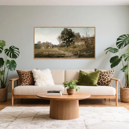 Aurlan As For Me And My House Joshua 24:15 Framed Wall Art 40x20 Inch - color: Joshua 24:15, size: 40"L x 20"W