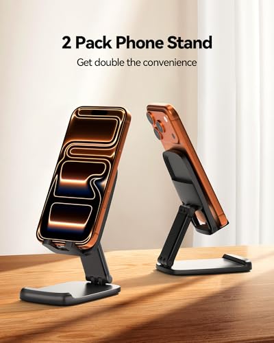 NKNZLY 2 Pack Cell Phone Stand for Desk, Foldable Mobile Phone Holder-Black