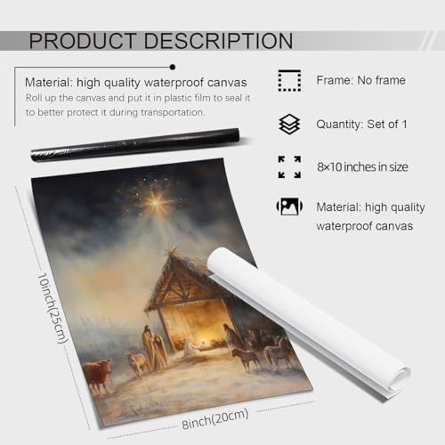Haitunone Religious Christian Posters Vintage Jesus Wall Art Nativity Scene Canvas Paintings Star of Bethlehem Artwork for Living Room Church Wall Decor 08x10 inch Unframed - color: Multi-unframed, size: 10"L x 8"W