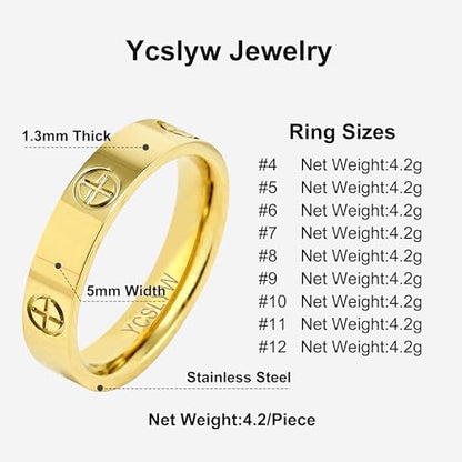 YCSLYW Ladies Stainless Steel Ring Love Friendship Ring Golden high polishing, low allergy Wedding Jewelry Valentine's Day Birthday Gift, 5-10 - color: Gold, size: 10