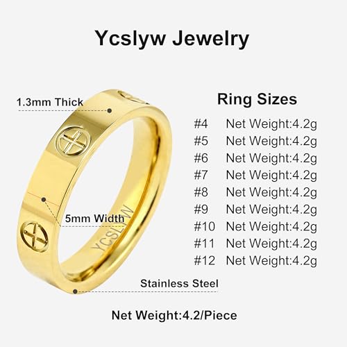 YCSLYW Ladies Stainless Steel Ring Love Friendship Ring Golden high polishing, low allergy Wedding Jewelry Valentine's Day Birthday Gift, 5-10 - color: Gold, size: 10
