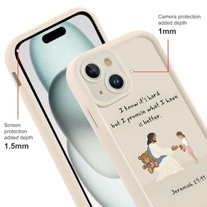for iPhone 15 6.1'' Cute Bible Verse Bear Phone Case - color: White-Jesus Bear, size: iPhone 15
