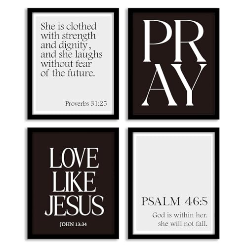 WEFKODO Black and White Christian Bible Verse Wall Art Pray Posters Prints - color: pray