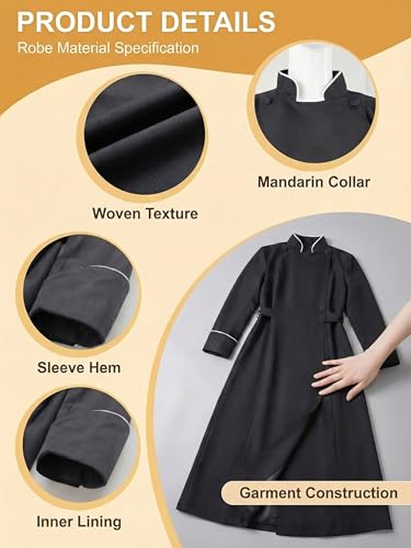 Womens Medieval Anglican Clergy Robe Cassock Priest Coat Pulpit Robe for Church Minister Altar Server Vestments - color: Black, size: Medium
