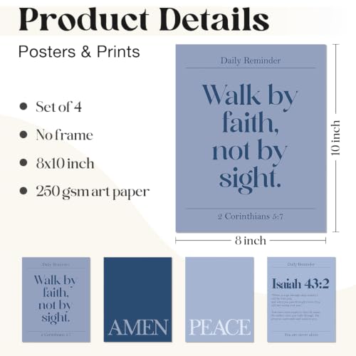 WEFKODO Christian Bible Verse Inspirational Wall Art 8x10 Decor Unframed - color: white-bible1