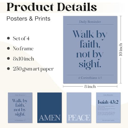 WEFKODO Christian Bible Verse Inspirational Wall Art 8x10 Decor Unframed - color: white-bible1