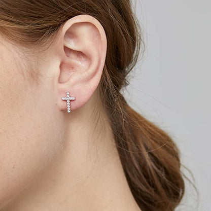 Han han 925 Sterling Silver Cross Earrings for Women and Men - style: D-CZ cross earrings