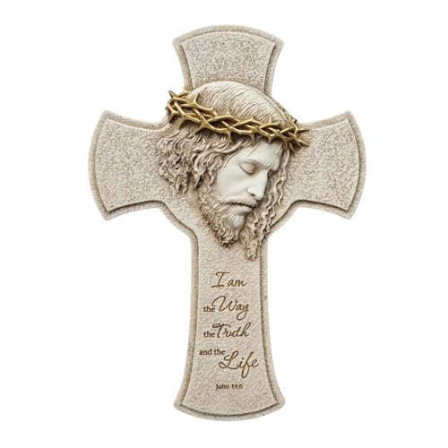 ShineOnAngel Jesus Cross Wall Decor 12 Inch, Crucifix Wall Art for Wall, Christian Religious Home Decor, Catholic Gift for Prayer Room, Inspirational Scripture Design
