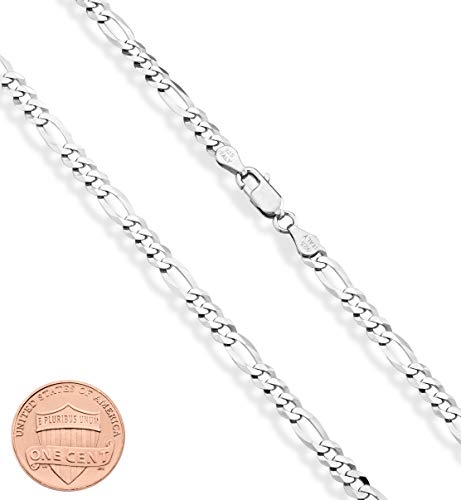 Miabella Italian 925 Sterling Silver 5mm Figaro Chain Necklace Men Women - style: Length 20 Inch (women's average length)