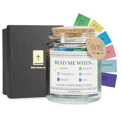Read Me When Bible Verse Jar, 96 Color-Coded Scripture Cards for Daily Encouragement, Prayer Jar, Christian Gifts for Women & Men, Mother's Day Birthday Prayer & Scripture Gifts (Black)