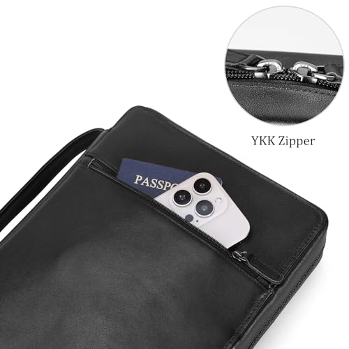 Polare Napa Leather Bible Cover Church Bag Bible Protective Book Holder Carrying Case Folder Organizer Portfolio, Black - style: Black