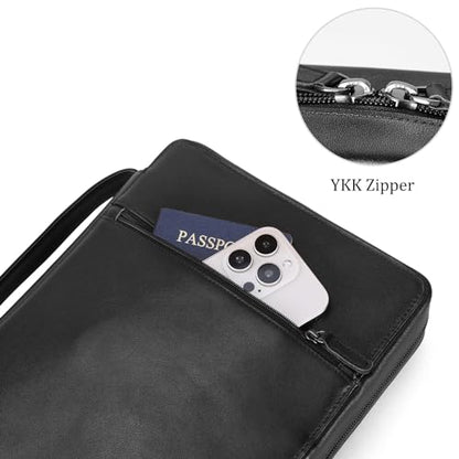 Polare Napa Leather Bible Cover Church Bag Bible Protective Book Holder Carrying Case Folder Organizer Portfolio, Black - style: Black