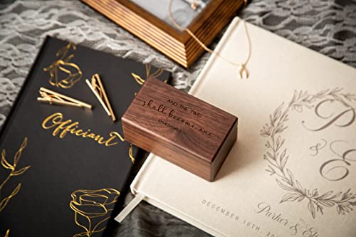 MUUJEE Ephesians 5:31 Quad Ring Box - Engraved Wooden Ring Case Box for Wedding Ceremony Ring Bearer Anniversary Birthday Valentines Gift Ideas - color: Two Become One