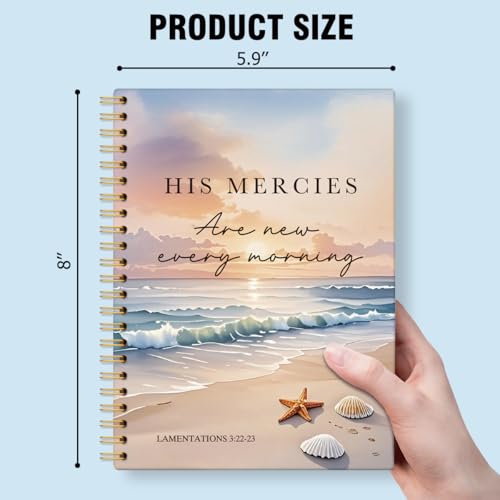 His Mercies Are New Spiral Notebook Christian Gifts for Women Sister - color: Multi & Yellow