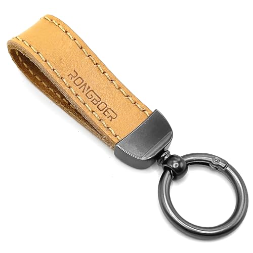 Double-Sided Cowhide Keychain for Car Keys, Vegetable-Tanned - color: Brown