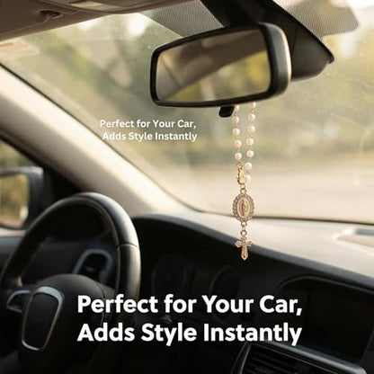 Car Rosary for Car, Steering Wheel Charm, Steering Wheel Rosary Charm Cross - style: B