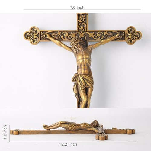 BC Catholic Crucifix Wall Cross 12" H Jesus Cross for Wall