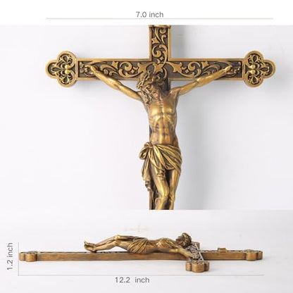 BC Catholic Crucifix Wall Cross 12" H Jesus Cross for Wall