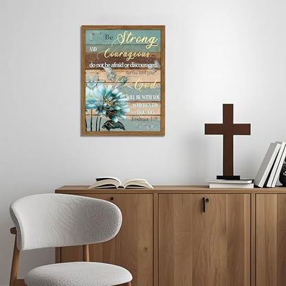 Bible Verse Canvas Wall Art Joshua Scripture Pictures Wood Framed 12x16 In - color: Joshua1 - wood, size: 16"L x 12"W