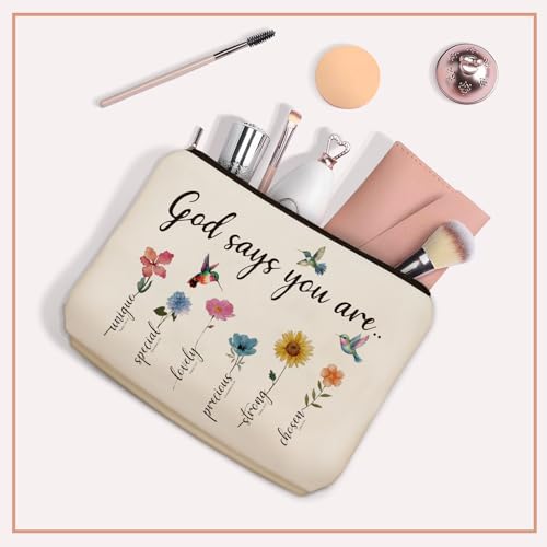 Christian Gifts for Women Girls, God Says You Are Bible Verse Makeup Bags. - style: God