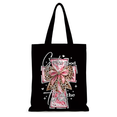 Religious Canvas Tote Bag Tote Bag for Women Christmas Birthday Canvas Bags for Shopping Beach Grocery - color: Bowgod