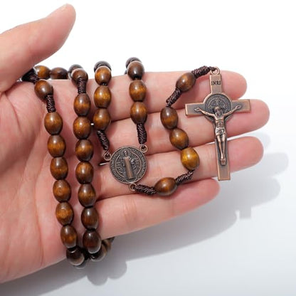 KOMI Handmade Wooden Catholic Rosaries, Rosary Beads Necklace Wood Christian Prayer Beads Catholic Christian Gift - style: Rosary#1#2