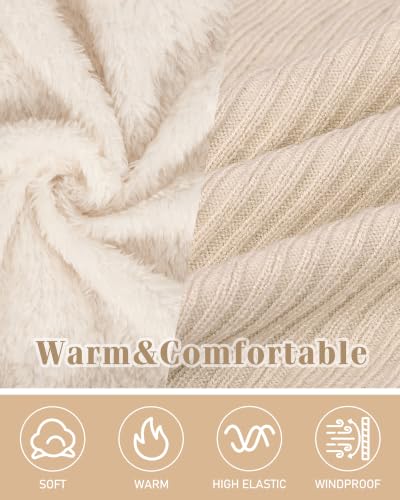 Chalier Infinity Scarf Neck Warmer, Fleece Lined Winter Scarves - color: A-khaki