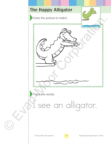 Evan-Moor Learning Line: Beginning Sequencing, Prek - Kindergarten Workbook