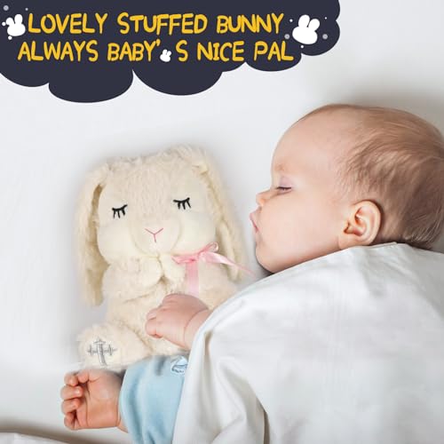 VUNCESSIN Baptism Gifts for Girls, Baby Dedication Gift, Christening Gifts for Baby Girls, Baptism Gifts Set Include 7'' Plush Bunny and Let's Pray Book in Keepsake Box. - color: Pink-bunny