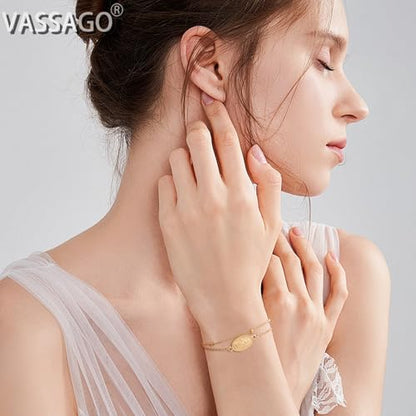 VASSAGO Virgin Mary Bracelet for Women Men Double-Sided Virgen de Guadalupe Rosary Bracelet Medal Handmade Braided Rope Catholic Christian Religious Jewelry Gift - color: Gold 14