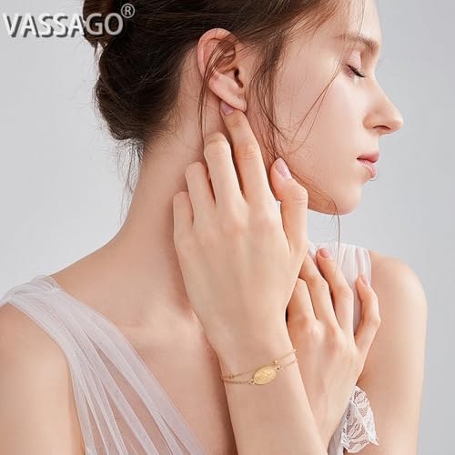 VASSAGO Virgin Mary Bracelet for Women Men Double-Sided Virgen de Guadalupe Rosary Bracelet Medal Handmade Braided Rope Catholic Christian Religious Jewelry Gift - color: Gold 14