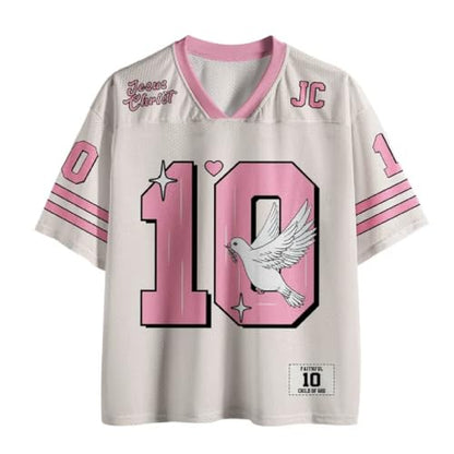 Holy Dove Christian Jersey for Women Men Oversized Breathable Mesh Shirt Faith Graphic Tees V Neck Religious Summer Novelty - size: Medium