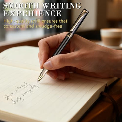 Luxury Gel Ballpoint Pens,Personalized Black Ink Pen Set with 2 Pcs Extras Replaceable Metal Refills, Ultra-Smooth Writing Experience, Perfect for Gifts,Business,Office - style: Black