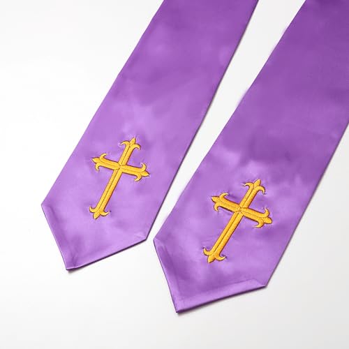 Clergy Stole & Choir Stole with Embroidered 60/72" - color: Purple, size: 60 inch