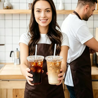 20 oz 50 Pack Disposable Clear Plastic Cups with Lids and Straws - size: 20 oz