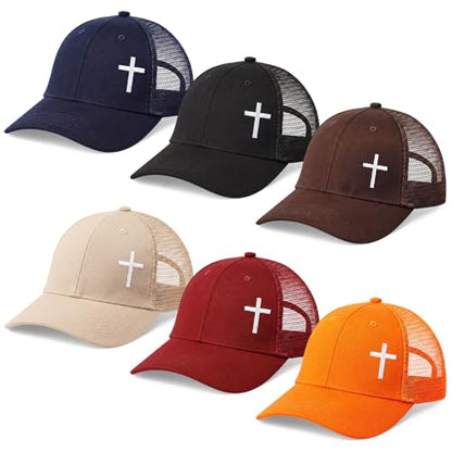 6/12 Pack Christian Hats Bulk for Men Women - style: Cross