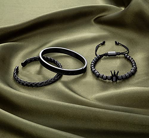 WFYOU Stainless Steel Bracelets for Men Gold Cuff Bracelet Birthday Gifts - color: Black 3