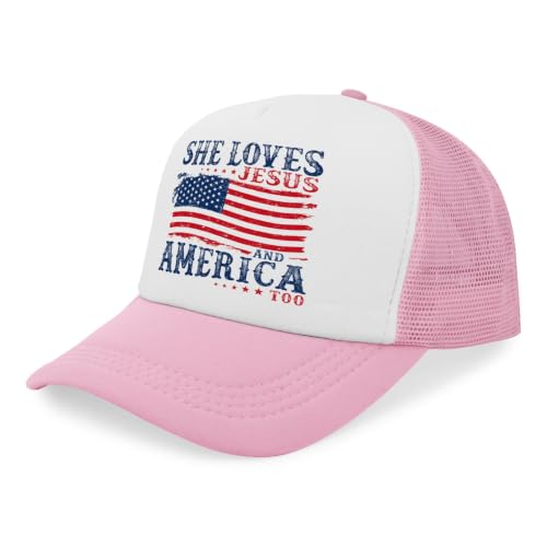 She Loves Jesus and America Too Hats for Womens Soft Washed Distressed Baseball - color: She Loves Jesus and America Toopink2