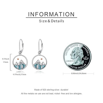 Mountain Mustard Seed Earrings for Women 925 Sterling Silver Lotus/Cross Dangle Drop Earring Christian Jewelry Outdoor Birthday Graduation Gifts - style: Mountain-Turquoise
