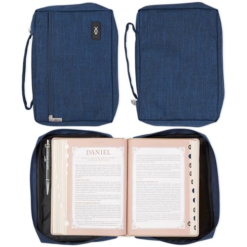 Christian Art Gifts Polyester Bible Cover for Men & Women: Jesus Fish Patch - color: Navy Blue/Jesus Fish, size: Extra Large