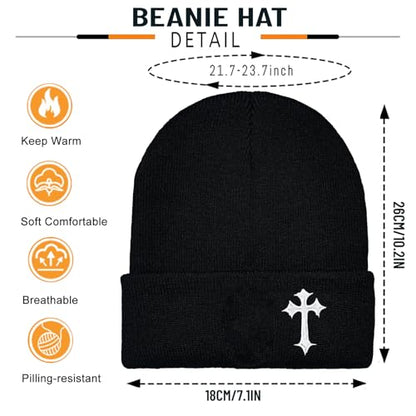 Beanies for Men & Women - Knit Beanie, Warm & Soft Beanie hat, Daily Knit Hat - color: Cross