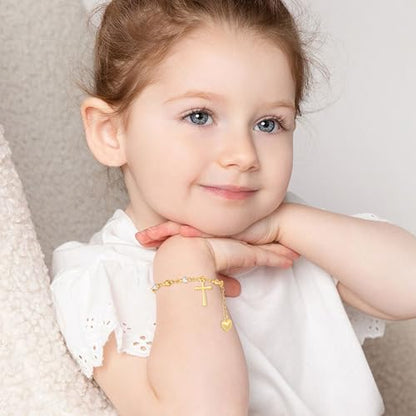 First Communion Confirmation Baptism Godmother Gifts for Teen Girls Women, Catholic Christian Cross Pearl Bracelet - color: Gold, size: ToMyDaughter