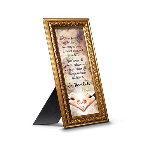 Crossroads Home Décor Love Never Ends, Christian Marriage Gift, True Love Picture Frame, 7310G