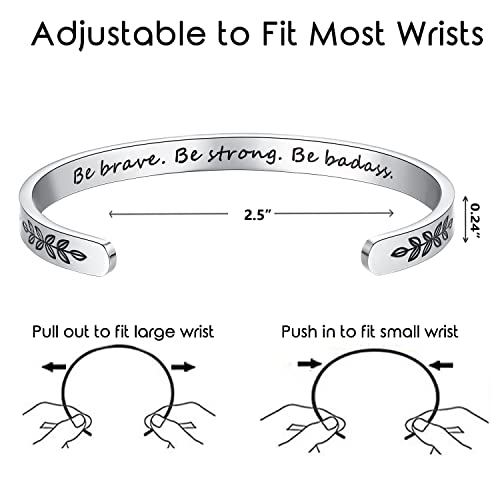TONY & SANDY Cuff Bracelets for Women Teen Girls Best Friend Sister Mom Daughter Granddaughter Easter Birthday Mother's Day Christmas Stocking Stuffers for Teen Girls Women Jewelry - style: 1 - Be brave be strong be badass